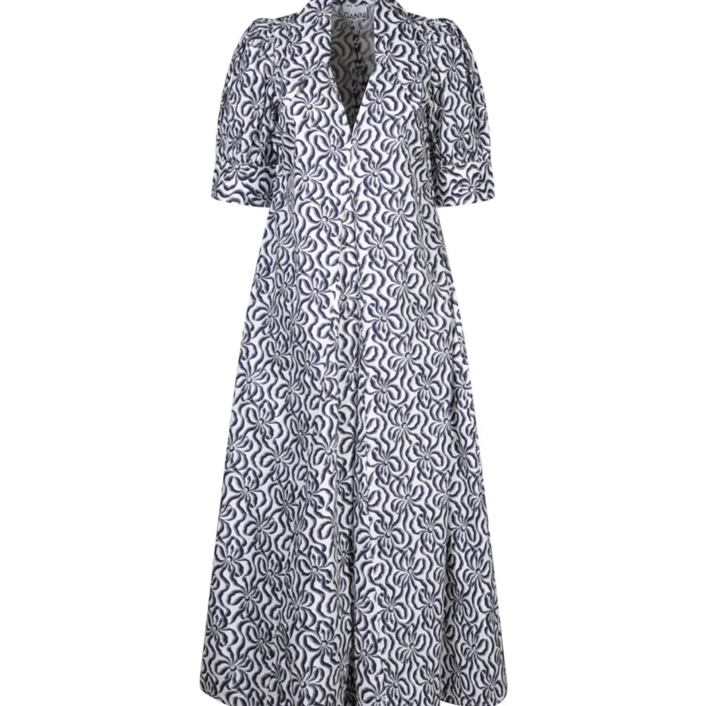 NWT Ganni Monochrome Swirl Long Sleeve Dress